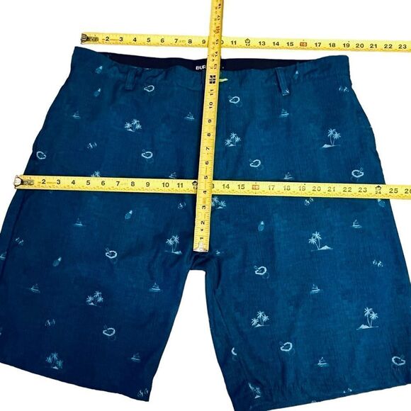Burnside Men's Hybrid Stretch Blue Tropical Beach Flat Front Shorts Sz 38 - Picture 8 of 12